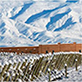 Imagen de bodega y viñedos nevados